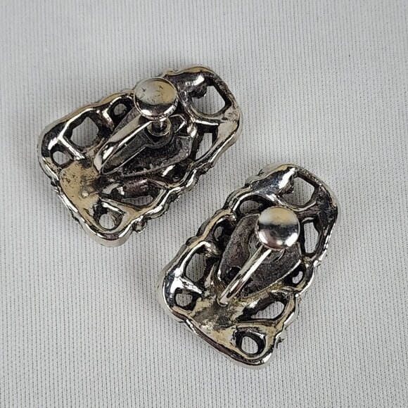 Vintage Silver Tone Collar Necklace & Screw Back Earrings Set - Picture 8 of 10